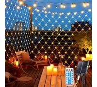 ISOISL Filet lumineux solaire festif, 4,5 x 1,6 m, 352 LED, 8 modes et minuterie par télécommande, solaire/USB, étanche IP44, pour Noël, jardin, décoration de Noël, blanc chaud