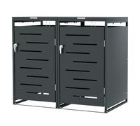 ISOISL Lot de 2 boîtes à poubelles, anthracite, pour poubelles de 120 l/240 l, en acier galvanisé, verrouillables et résistants aux intempéries, avec amortisseur à gaz, 130 x 80 x 115 cm