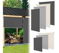 ISOISL Lot de 2 stores verticaux 100 x 140 cm - Protection solaire - Protection UV - Pour balcon, terrasse, jardin - Anthracite