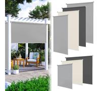 ISOISL Lot de 2 stores verticaux - 140 x 240 cm - Protection solaire - Protection UV - Pour balcon, terrasse, jardin - Gris clair