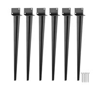 ISOISL Lot de 6 douilles de sol à enfoncer pour poteaux en bois L 55 x 700 mm - Support de poteau à enfoncer avec long pointu - Pour clôtures, projets de jardin