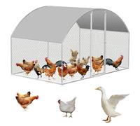ISOISL Poulailler 3x2x2m Enclos pour Poules Cage à Oiseaux Petits Animaux Enclos Extérieur avec Toit Arqué en PE et Structure en Acier Galvanisé
