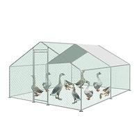 ISOISL Poulailler 3x4x2m Enclos avec Serrure Acier Galvanisé Petit Enclos Extérieur Volière pour Poules, Petits Animaux, Cage à Oiseaux