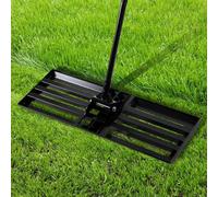 ISOISL Raclette à gazon, râteau à gazon, râteau à gazon avec poignée en acier, désherbeur pour jardins de terrasse, terrains de golf, raclette avec gants de jardinage, râteau de nivellement 75 x 25