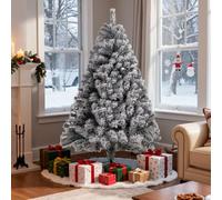 ISOISL Sapin de Noël artificiel et floqué de 120 cm avec 340 pointes, aspect givré pour décoration de Noël, montage rapide, design pliable, résistant au feu