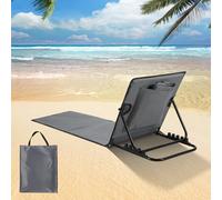 ISOISL Tapis de plage pliable, tapis de plage rembourré, chaise longue de plage avec sac à main, compartiments de rangement, coussin intégré avec réglage à 5 vitesses, tissu résistant à l'usure (145