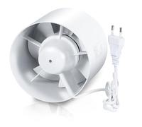 ISOISL Ventilateur tubulaire 100 mm avec clapet anti-retour, ventilateur de salle de bain silencieux pour salle de bain, cuisine, garage, 130 m³/h d'extraction d'air, économie d'énergie et efficace