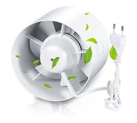ISOISL Ventilateur tubulaire 150 mm avec clapet anti-retour - Ventilateur d'extraction puissant 320 m³/h pour salle de bain, WC, cuisine, serre, tente et garage