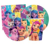 Isola Party Kit fête anniversaire écologique My Little Pony pour 16 personnes (16 assiettes en carton ⌀ 23 cm, 16 gobelets en papier 250 ml, 16 serviettes en papier 33x33 cm)