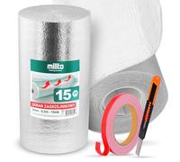 Isolant Thermique Feuille 15m x 0,5m x 3mm | Isolation Réflecteur Chaleur Radiateur Barrière Réfléchissante Rouleau Isoler Thermiquement Murale Ruban Adhésif Double Face Cutter