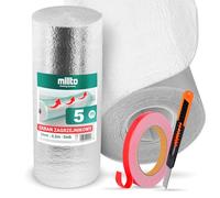 Isolant Thermique Feuille 5m x 0,5m x 3mm | Isolation Réflecteur Chaleur Radiateur Barrière Réfléchissante Rouleau Isoler Thermiquement Murale Ruban Adhésif Double Face Cutter