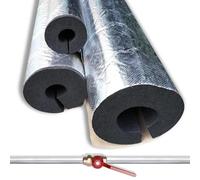 Isolante De Tuyau D'aluminium Anti-Gel Et Calorifuge, 22-110mm ID Tubes En Mousse D'isolation De Tuyau, Manchon Chaleur Préservation Auto-Adhésif pour Chauffage, Tuyau En Cuivre(48mmIDx30mmx95cm)