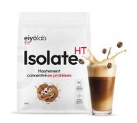 ISOLATE HT | Whey Isolat de Protéines en Poudre | Jusqu’à 88% de Protéines | Riche en BCAA + Glutamine | Musculation Rapide et Sèche | Faible en Lactose | Onctueuse Saveur Café | 750g | Eiyolab