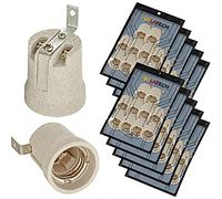 ISOLATECH 100pcs E27 gris douille en céramique avec équerre de fixation/étrier extérieur (max.250V/4A) ampoules pour Home plafond installation salle de bains cuisine réfrigérateur support encastrer