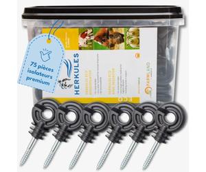 Isolateur annulaire Farmland Herkules - Isolateurs de clôture de qualité supérieure en plastique robuste pour torons et cordes - Isolateurs annulaires à visser pour clôture de pâturage
