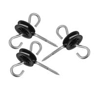 Isolateur de Clôture Électrique à Double Crochet, 3 Pièces | Acier Zingué et Pp, Fixation à Vis, Usage Extérieur Agricole, pour Poteaux Bois et Ruban Électrique