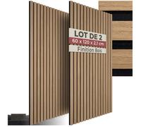 Isolation accoustique - TECTAKE - Lot de 2 panneaux acoustiques SONIC WALL aspect bois avec feutre absorbant le bruit - Chêne