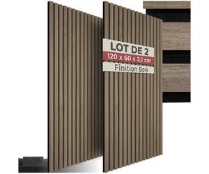 Isolation accoustique - TECTAKE - Lot de 2 panneaux acoustiques SONIC WALL aspect bois avec feutre absorbant le bruit - Bois foncé