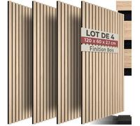 Isolation accoustique - TECTAKE - Lot de 4 panneaux acoustiques SONIC WALL aspect bois 60 x 120 x 2,1 cm - Chêne clair