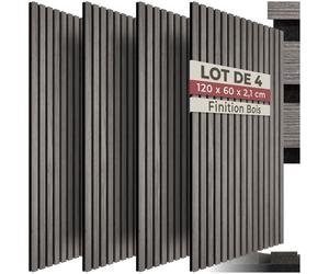 Isolation accoustique - TECTAKE - Lot de 4 panneaux acoustiques SONIC WALL aspect bois 60 x 120 x 2,1 cm - Chêne gris clair