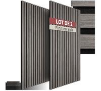 Isolation acoustique - TECTAKE - Lot de 2 panneaux acoustiques aspect bois 110 x 50 x 1,8 cm - Chêne gris clair