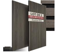 tectake® Lot de 2 panneaux acoustiques muraux et pour plafond, en Bois MDF, 120 x 60 x 2,1 cm par panneau mural decoratif pour isolation phonique Chambre, Bureau, Studio de musique Decoration murale
