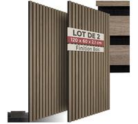Isolation acoustique - TECTAKE - Lot de 2 panneaux acoustiques SONIC WALL aspect bois 60 x 120 x 2,1 cm - - Bois foncé