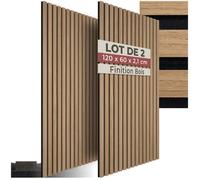Isolation acoustique - TECTAKE - Lot de 2 panneaux acoustiques SONIC WALL aspect bois 60 x 120 x 2,1 cm - Marron chêne
