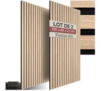 Isolation acoustique - TECTAKE - Lot de 2 panneaux acoustiques SONIC WALL aspect bois 60 x 120 x 2,1 cm - Chêne clair