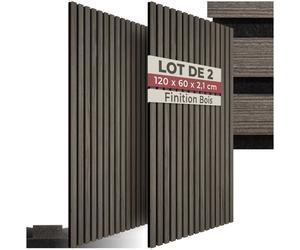 Isolation acoustique - TECTAKE - Lot de 2 panneaux acoustiques SONIC WALL aspect bois 60 x 120 x 2,1 cm - - Chêne gris