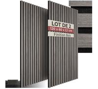tectake® Lot de 2 panneaux acoustiques muraux et pour plafond, en Bois MDF, 120 x 60 x 2,1 cm par panneau mural decoratif pour isolation phonique Chambre, Bureau, Studio de musique Decoration murale