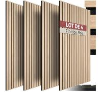 Isolation acoustique - TECTAKE - Lot de 4 panneaux acoustiques aspect bois 110 x 50 x 1,8 cm - Chêne clair