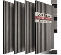 Isolation acoustique - TECTAKE - Lot de 4 panneaux acoustiques SONIC WALL aspect bois en MDF, 60 x 120 x 2,1 cm - - Chêne gris clair