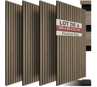 tectake® Lot de 4 panneaux acoustiques muraux et pour plafond, en Bois MDF, 120 x 60 x 2,1 cm par panneau mural decoratif pour isolation phonique Chambre, Bureau, Studio de musique Decoration murale