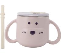 Isolation pour tout-petits Tasse en acier inoxydable 316L avec paille à double paroi Poignées douces bébé isolé Rose