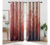 Isolation Thermique Rideau Occultant à Oeillets, Aquarelle Plantes Herbes Folles Imprimer Opaque Rideaux pour Chambre Salon - Rose Clair Intérieurs Rideau 70 L x 160 H cm (2 Panneaux)