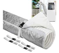 Isolation Tuyau Climatisation 150 x 58 CM Housse Isolation Tuyau Évacuation Climatiseur Portable pour 5-6 In, Gaine Isolante Climatisation de Diamètre avec 4 Sangles à Boucle Réglables