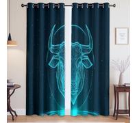 Isolation UV Decoration Chambre Énergie Intelligente Rideau Occultant Thermique Isolant Bleu Tête de Taureau Science-Fiction Ciel étoilé 140 x 180cm pour Le Salon, la Chambre et Le Bureau