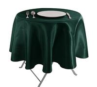 IsolaY 145cmx145cm Nappe d'hôtel Solide Nappe de Table en Satin Ronde pour Noël Fête de Mariage Hôtel Restaurant Banquet Décor,Vert foncé,Ronde 145cm,57 Pouces