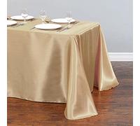 IsolaY Nappe Rectangulaire Satin Linge de Table Lavable Polyester Tache Nappe pour la Fête de Mariage, Champagne,145x275CM