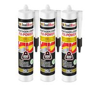 Isolbau Fix-Power Colle de montage - 3 x 480 g de foie de polystyrène - Colle puissante - Colle universelle - Pour l'intérieur et l'extérieur - 200 kg/10 cm - Blanc