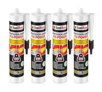 Isolbau Fix-Power Lot de 4 tubes de colle de montage 480 g de foie de polystyrène, colle forte, colle universelle, pour l'intérieur et l'extérieur, 200 kg/10 cm, blanche