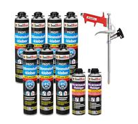 Isolbau Kit de colle isolante pour EPS & XPS - Avec 7 mousses adhésives WDVS (750 ml chacune), 2 nettoyants en mousse PU et 1 pistolet à mousse