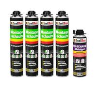 Isolbau Kit de mousse de construction - Avec 4 mousses de montage 1K (750 ml chacune) et 1 nettoyant en mousse PU (500 ml)