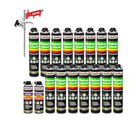 Isolbau Kit de mousse de construction - Comprend 15 x mousse de montage B2 1K avec un excellent son et une isolation thermique (750 ml chacun), 2 nettoyants pour mousse polyuréthane (500 ml) et 1