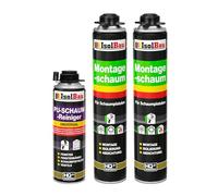 Isolbau Kit de mousse de construction - Comprend 2 x mousse de montage B2 1K avec un excellent son et une isolation thermique (750 ml chacune) et 1 nettoyant pour mousse polyuréthane (500 ml), isolant