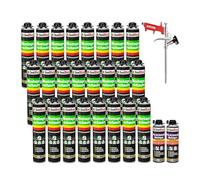Isolbau Kit de mousse de construction - Comprend 24 x mousse de montage B2 1K avec un excellent son et une isolation thermique (750 ml chacune), 2 nettoyants pour mousse polyuréthane (500 ml) et 1