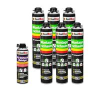 Isolbau Kit de mousse de construction - Comprend 6 x mousse de montage B2 1K avec un excellent son et une isolation thermique (750 ml chacune) et 1 nettoyant pour mousse de polyuréthane (500 ml)