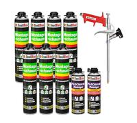 Isolbau Kit de mousse de construction - Comprend 7 x 1K mousse de montage B2 avec un excellent son et une isolation thermique (750 ml chacune), 2 nettoyants pour mousse PU (500 ml) et 1 pistolet à