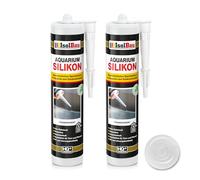 Isolbau Lot de 2 cartouches de silicone pour aquarium - 300 ml - Transparent - Élasticité permanente - Pour aquarium et construction en verre - Pour intérieur et extérieur